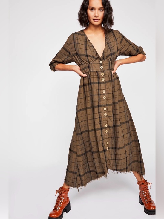 Free People Dresses & Skirts - Free People Laura Plaid Midi Dress